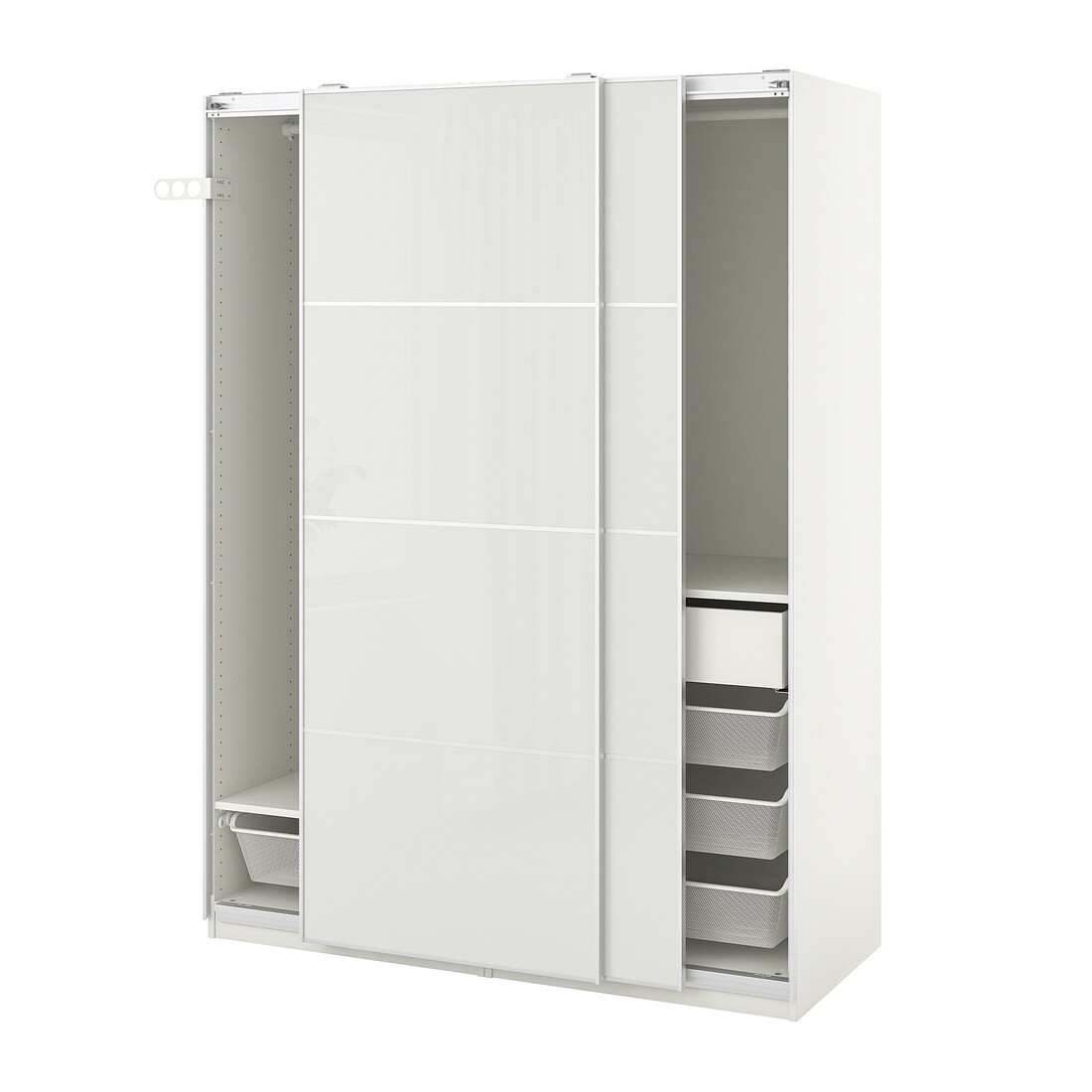 PAX / HOKKSUND Комбинация шкафов, белый / глянцевый светло-серый, 150x66x201 см