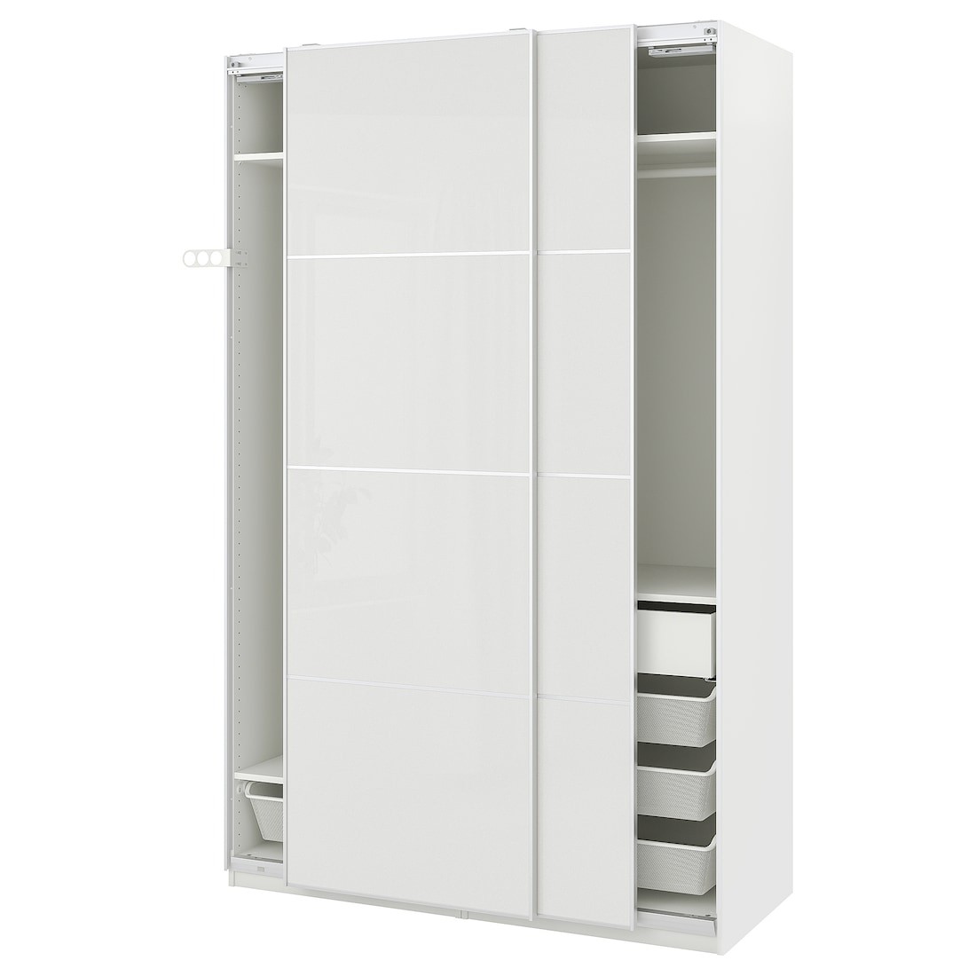 PAX / HOKKSUND Комбинация шкафов, белый / глянцевый светло-серый, 150x66x236 см