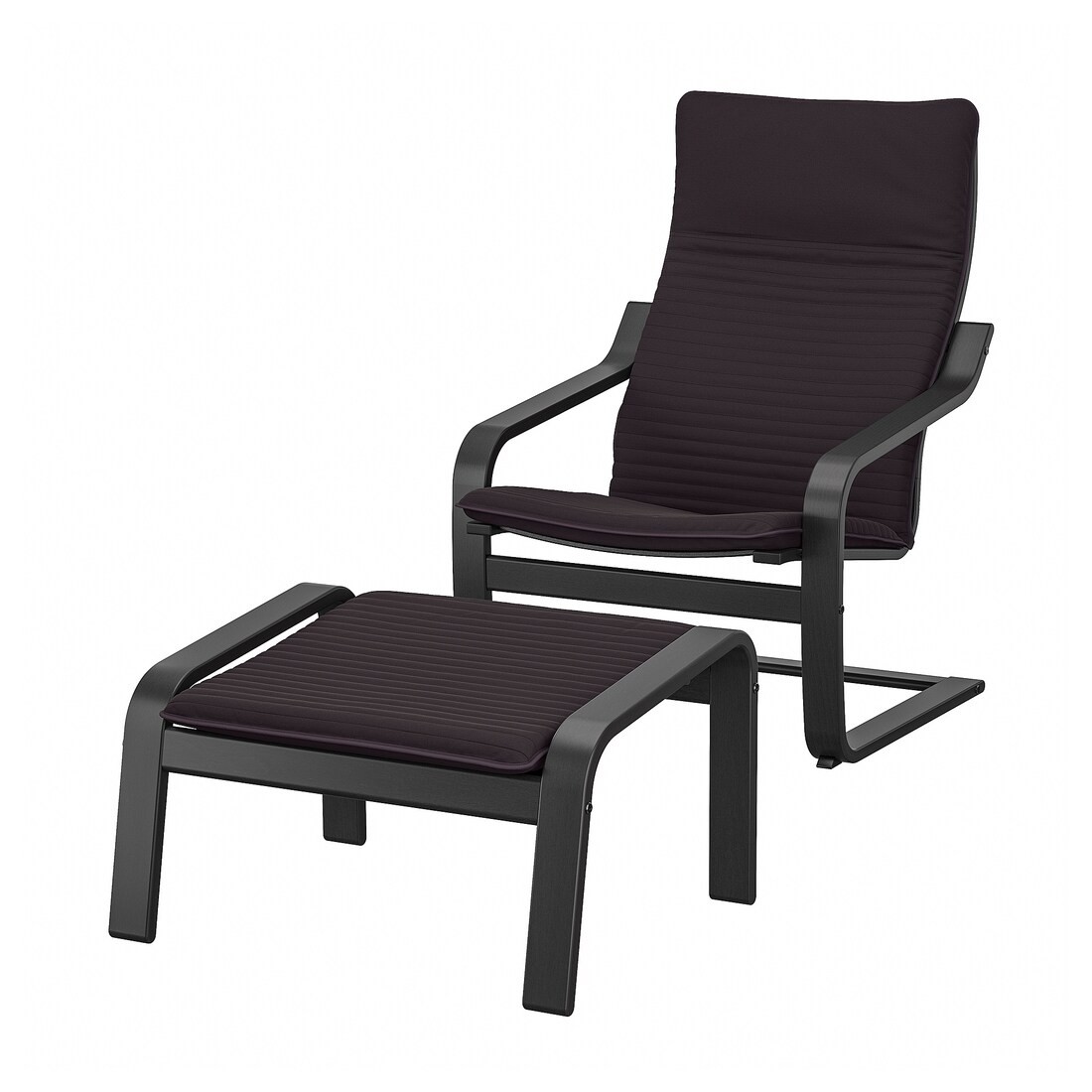 POÄNG ПОЭНГ Кресло с подставкой для ног, черно-коричневый / Knisa черный