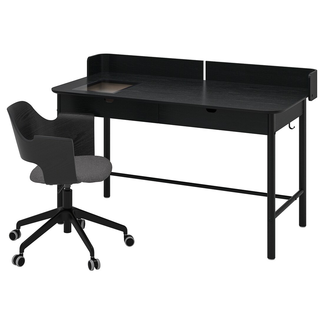 RIDSPÖ / FJÄLLBERGET Письменный стол и стул, Антрацитовый ясень, окрашенный в черный/темно-серый цвет