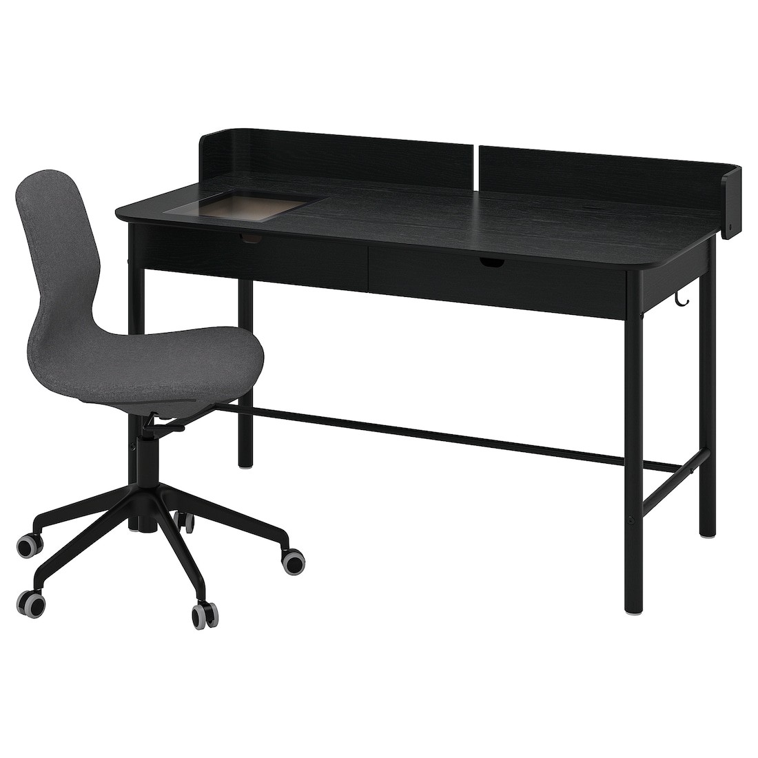 RIDSPÖ / LÅNGFJÄLL Письменный стол и стул, антрацит темно-серый/черный
