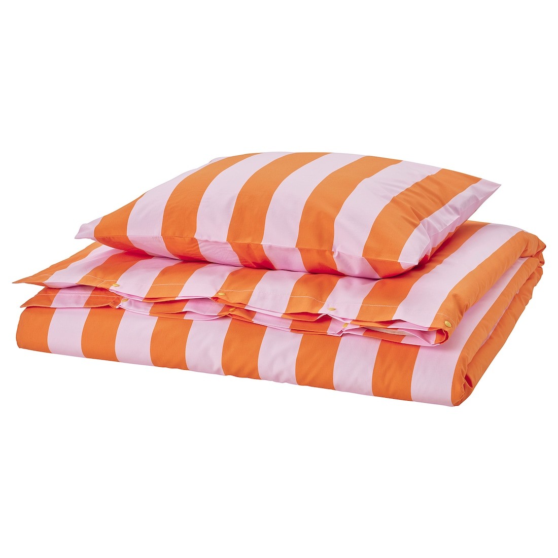 SLÅNHÖSTMAL Пододеяльник и наволочка, оранжевый / розовый / полосатый, 150x200/50x60 см