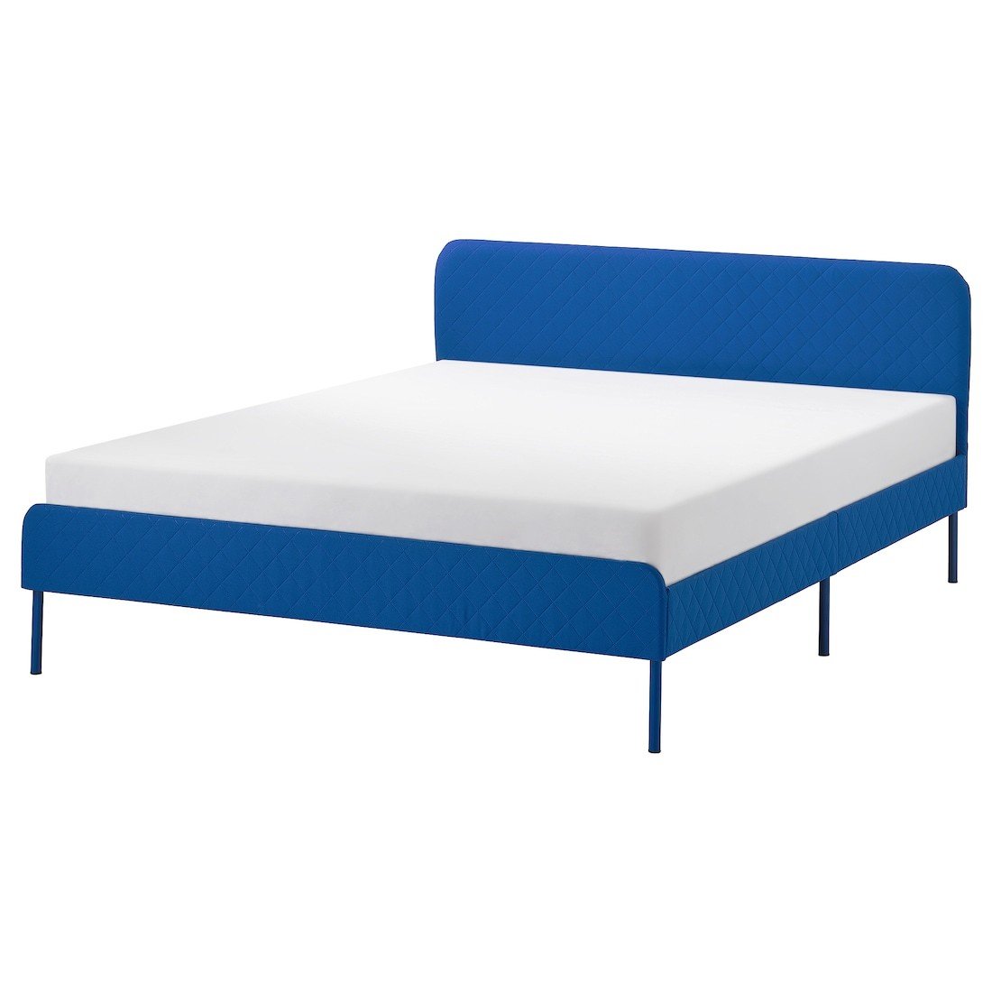 SLATTUM Кровать с обивкой, Knisa ярко-синий, 140x200 см