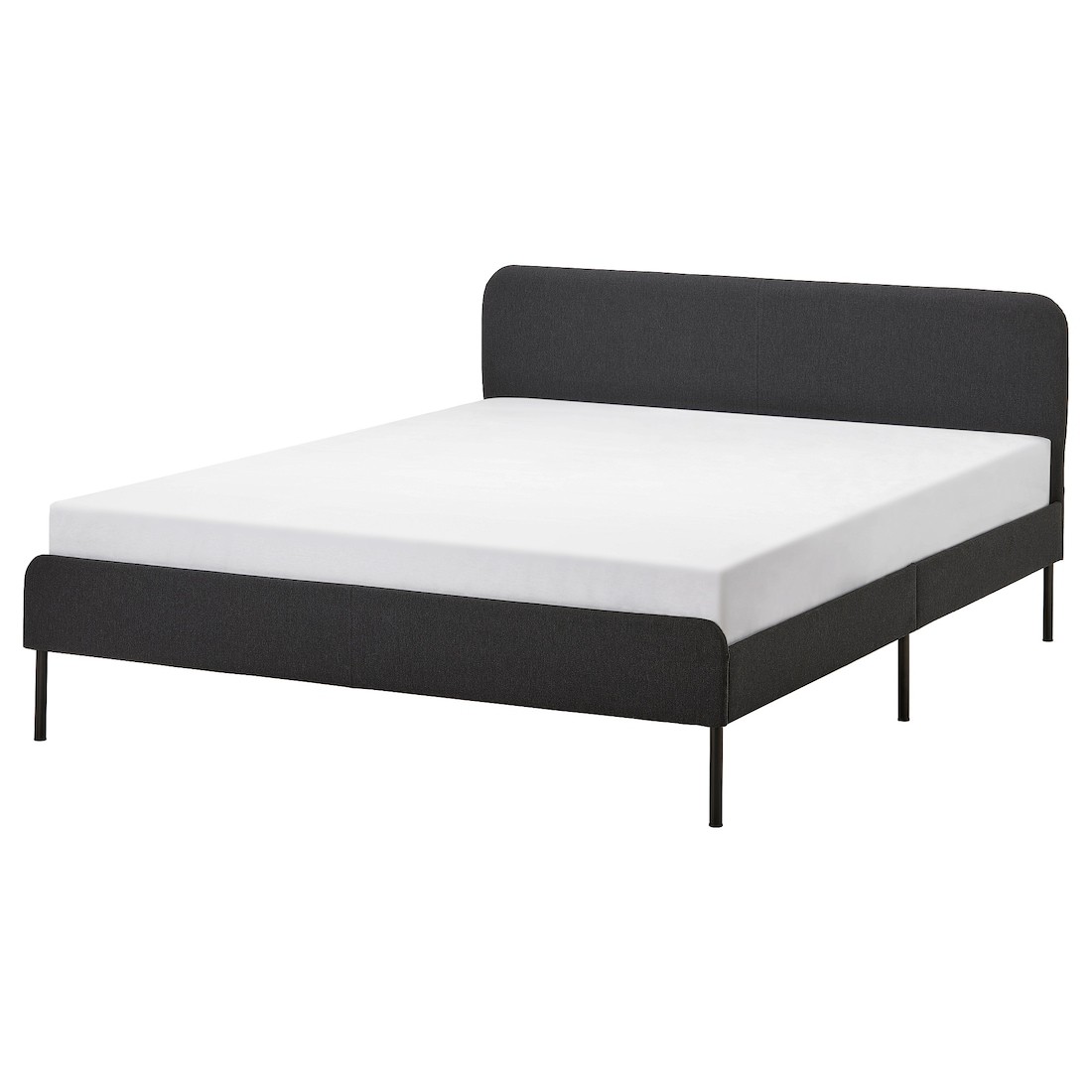 SLATTUM Кровать с обивкой, Vissle темно-серый, 160x200 см