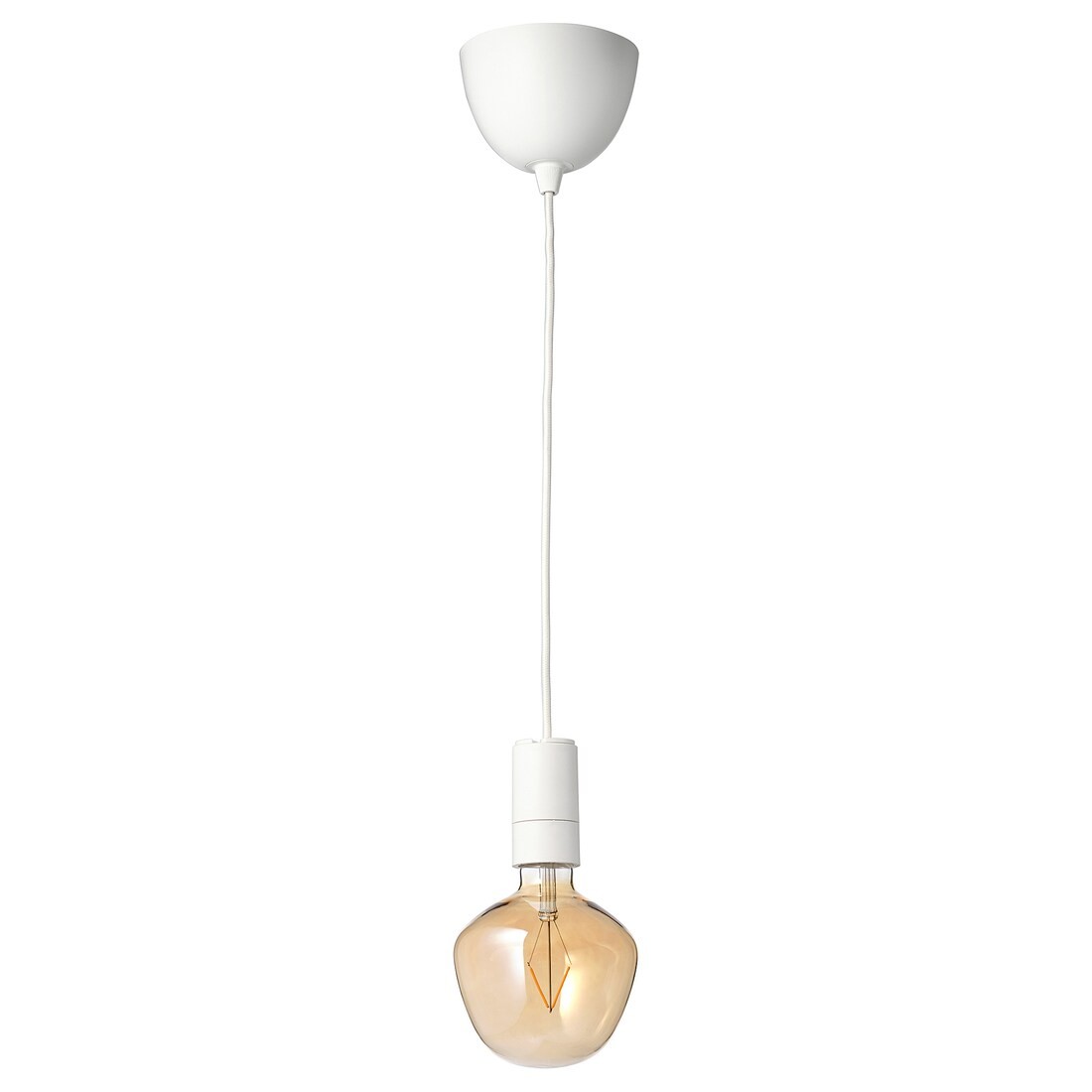 SUNNEBY СУННЕБЮ / MOLNART Подвесной светильник с лампочкой, белый / в виде колокола коричневое стекло прозрачное