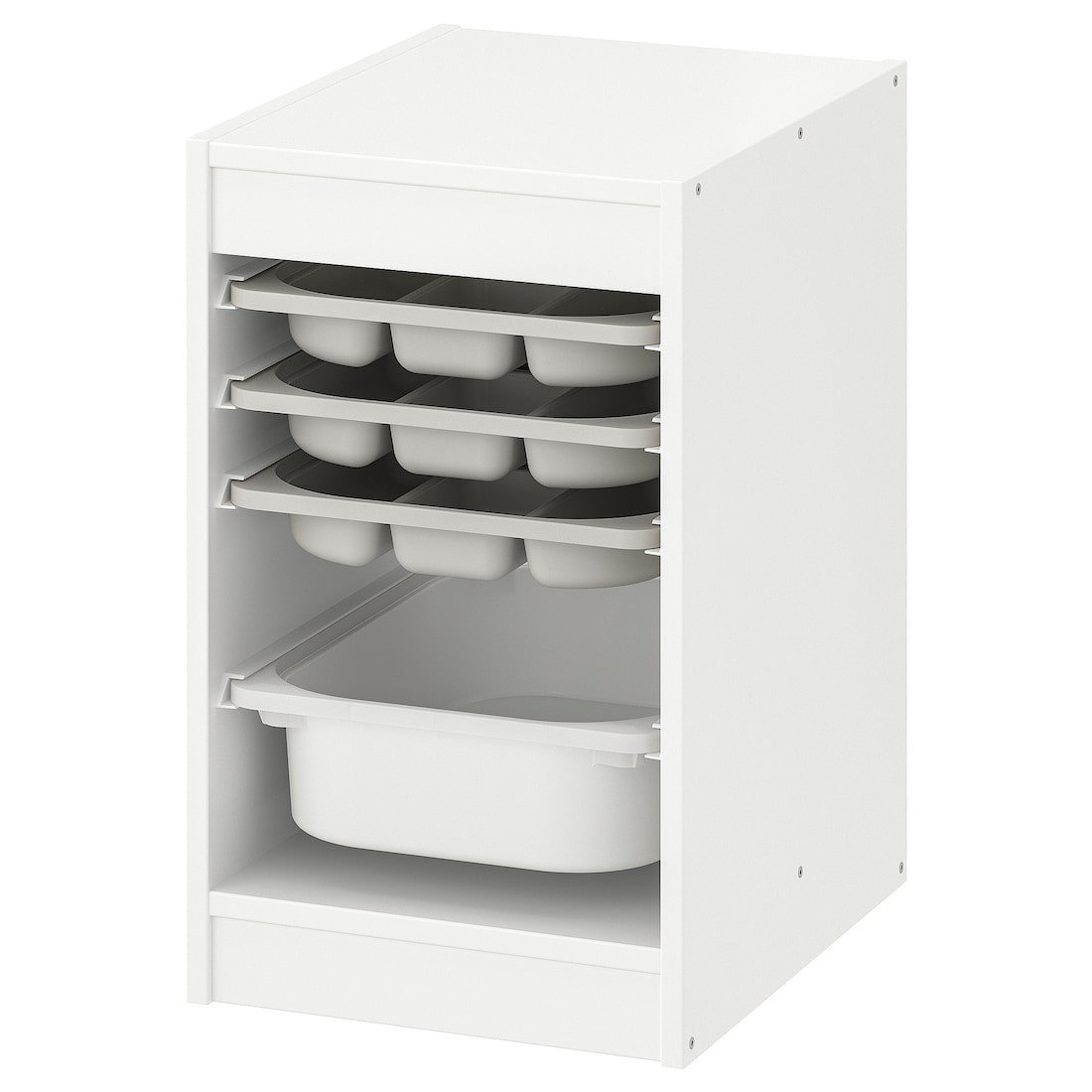 TROFAST Комбинация для хранения с контейнером / лотками, белый серый / белый, 34x44x56 см