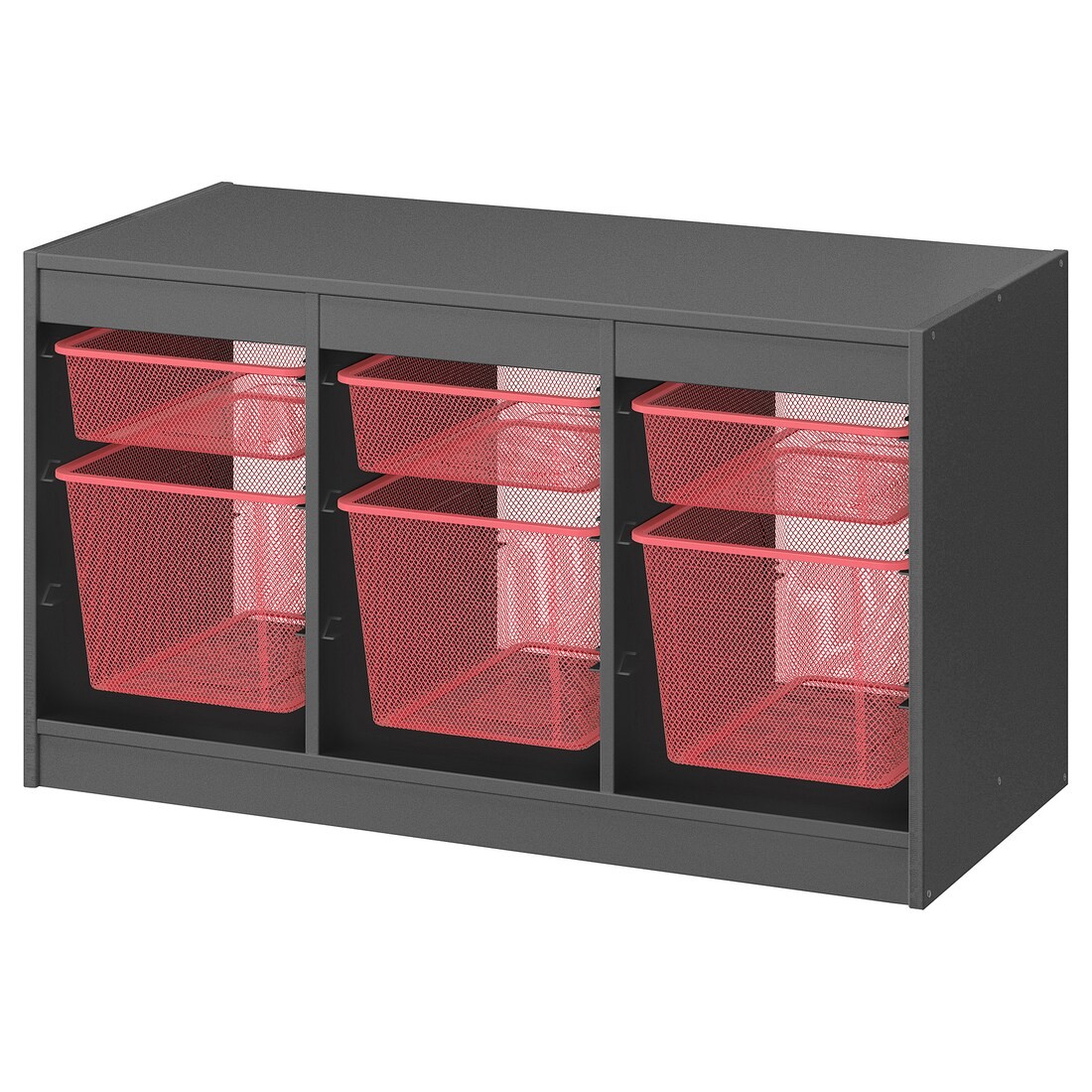 TROFAST ТРУФАСТ Комбинация для хранения + контейнеры, серый / светло-красный