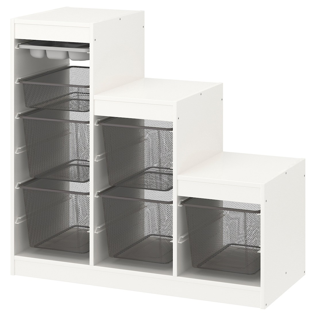 TROFAST ТРУФАСТ Комбинация для хранения с контейнерами / подносом, белый серый / темно-серый, 99x44x94 см