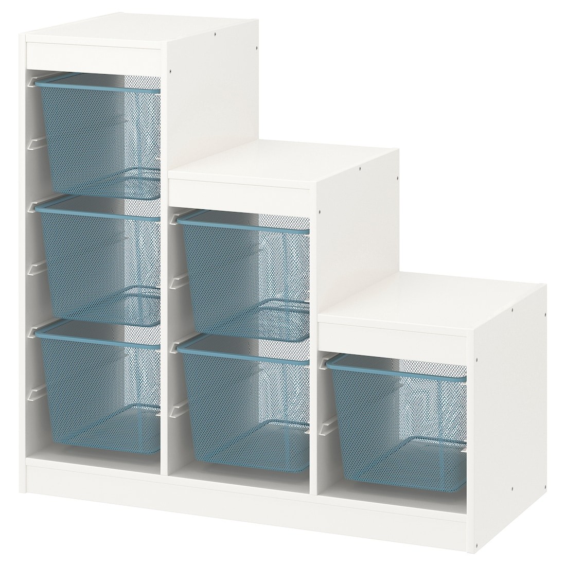 TROFAST Комбинация для хранения + контейнеры, белый / серо-синий, 99x44x94 см