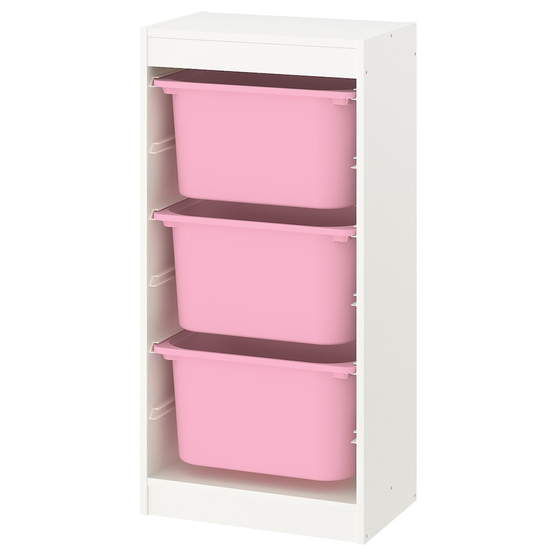 TROFAST ТРУФАСТ Комбинация для хранения + контейнеры, белый / розовый, 46x30x94 см
