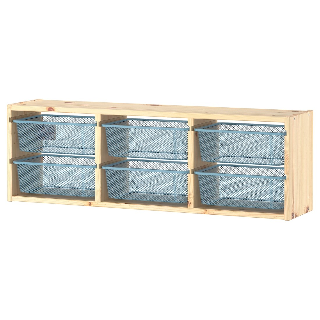TROFAST ТРУФАСТ Настенный шкаф, светлая беленая сосна / серо-голубой, 93х21х30 см