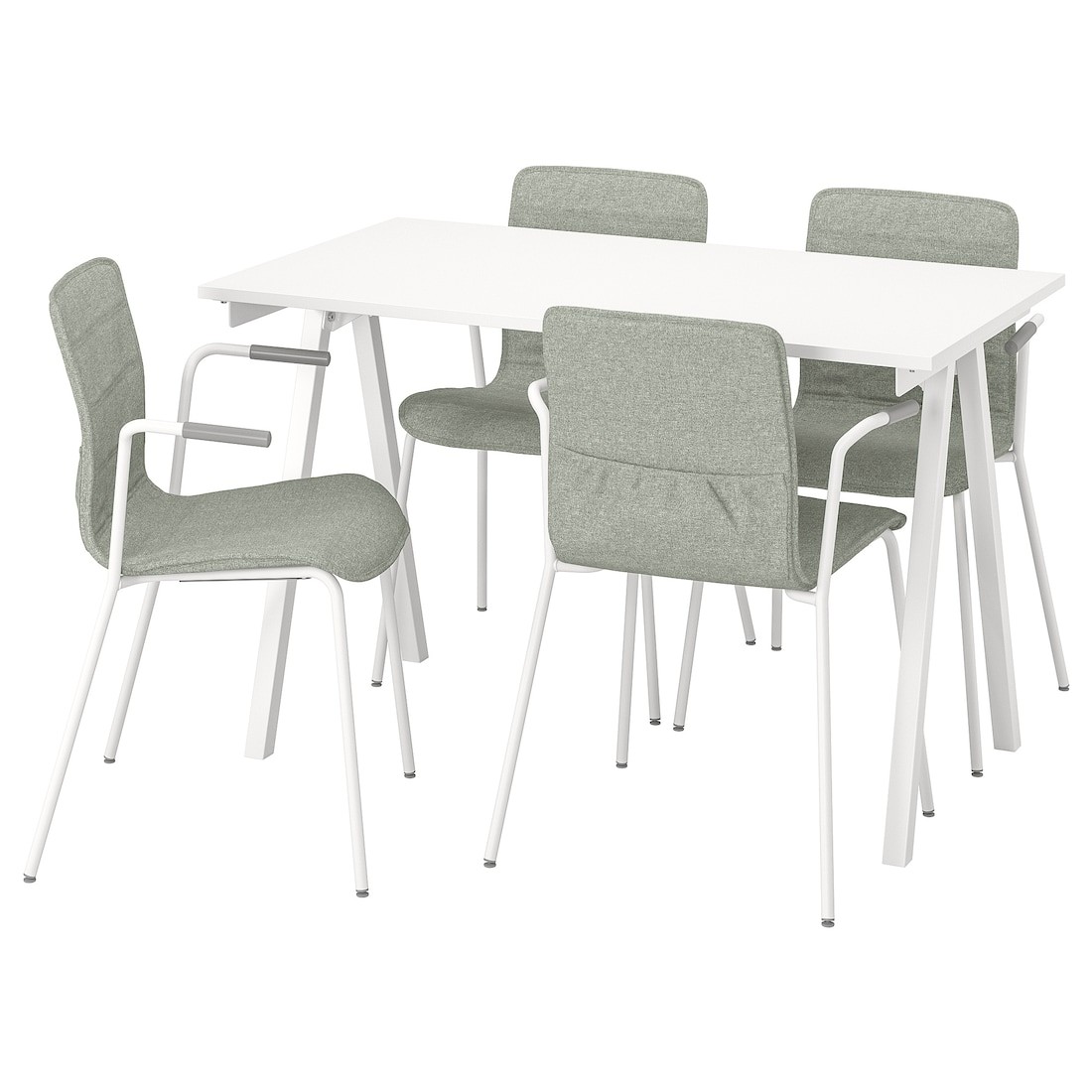 TROTTEN / LÄKTARE Конференц-стол со стульями, белый / светло-зеленый, 120x70 см