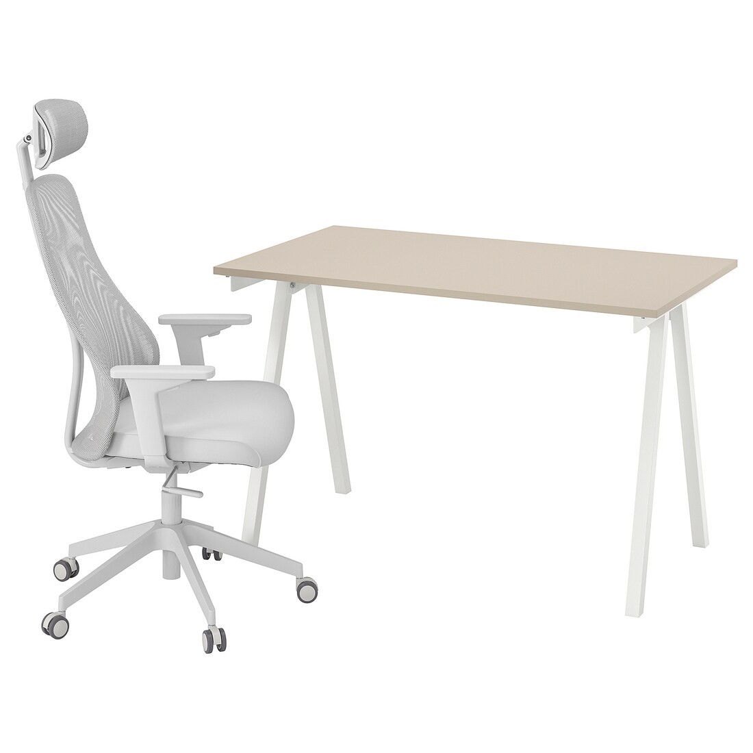 TROTTEN / MATCHSPEL Письменный стол и стул, бежевый / белый светло-серый