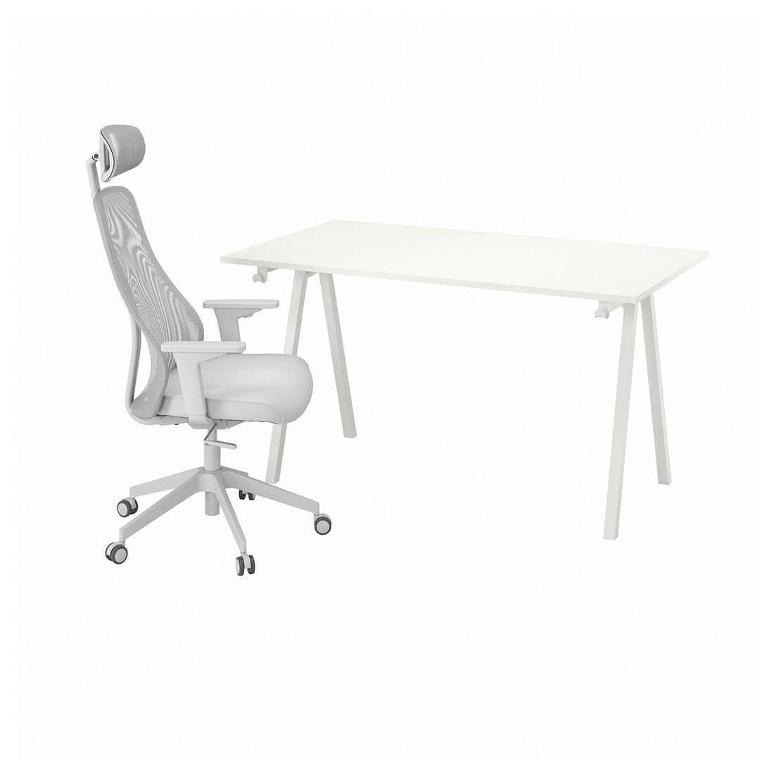 TROTTEN / MATCHSPEL Письменный стол и стул, белый / светло-серый