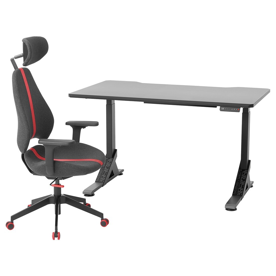 UPPSPEL УППСПЕЛЬ / GRUPPSPEL Геймерский стол и стул, черный / серый, 140x80 cм