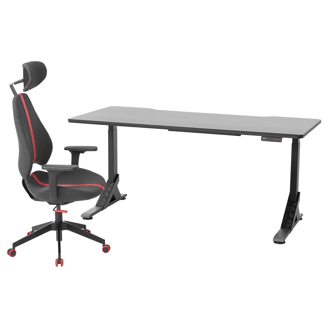 UPPSPEL УППСПЕЛЬ / GRUPPSPEL Геймерский стол и стул, черный / серый, 180x80 cм