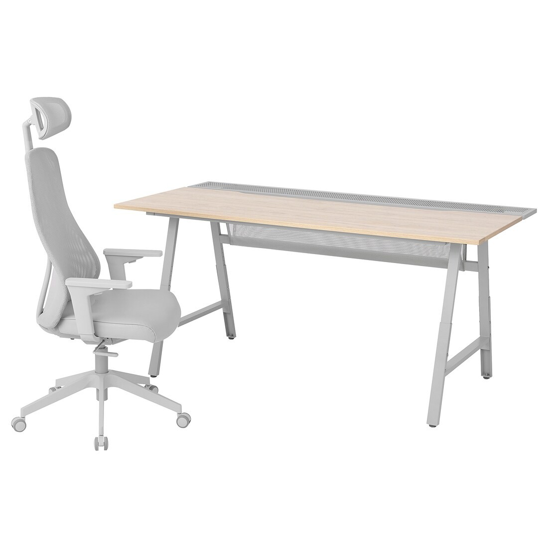 UTESPELARE / MATCHSPEL Геймерский стол и стул, имитация пепла / светло-серый