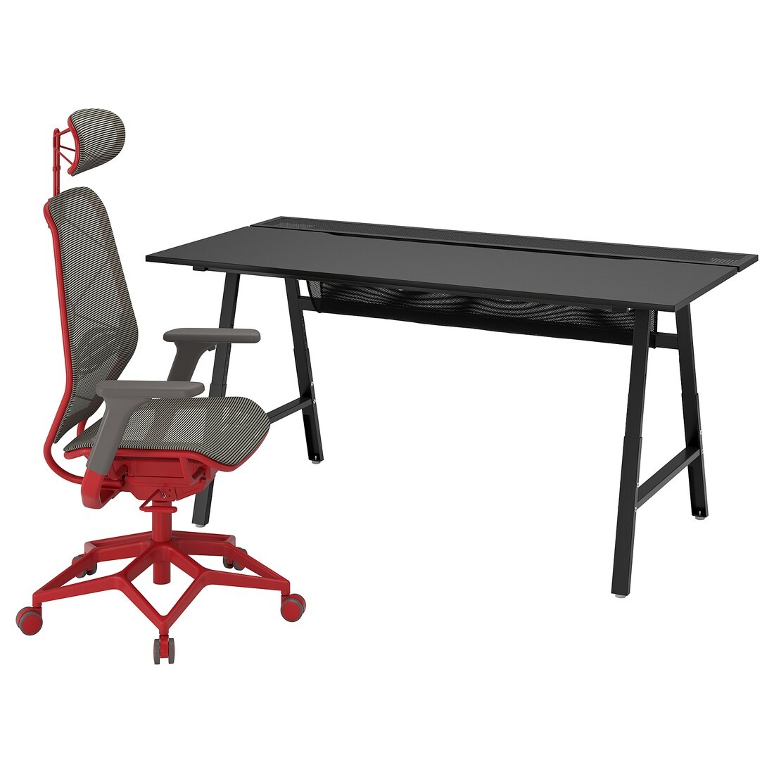 UTESPELARE / STYRSPEL Геймерский стол и стул, черный серый / красный