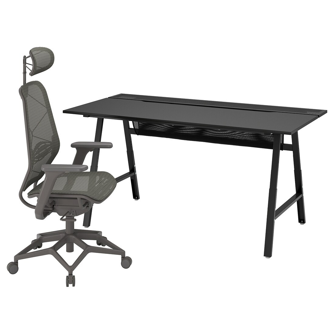 UTESPELARE / STYRSPEL Геймерский стол и стул, черный / серый
