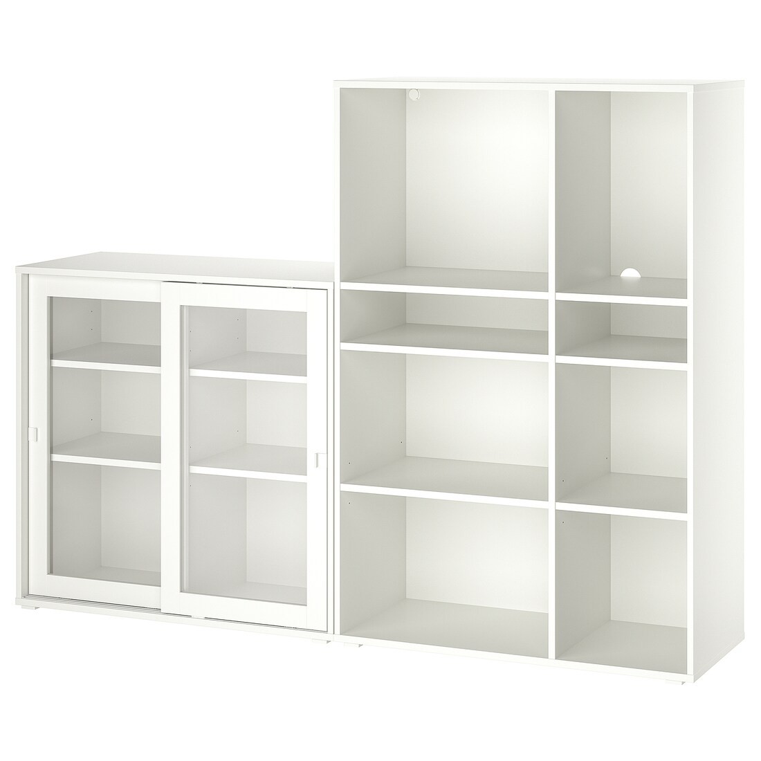VIHALS Стеллаж / стеклянные двери, белый / прозрачное стекло, 190x37x140 см