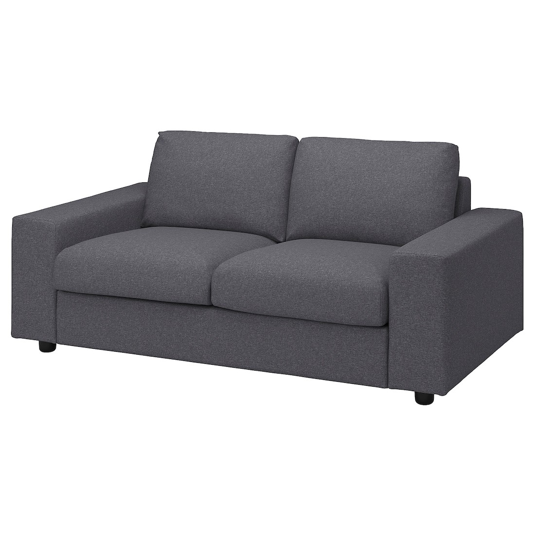 VIMLE ВИМЛЕ Чехол на 2-местный диван, с широкими подлокотниками / Gunnared средне-серый