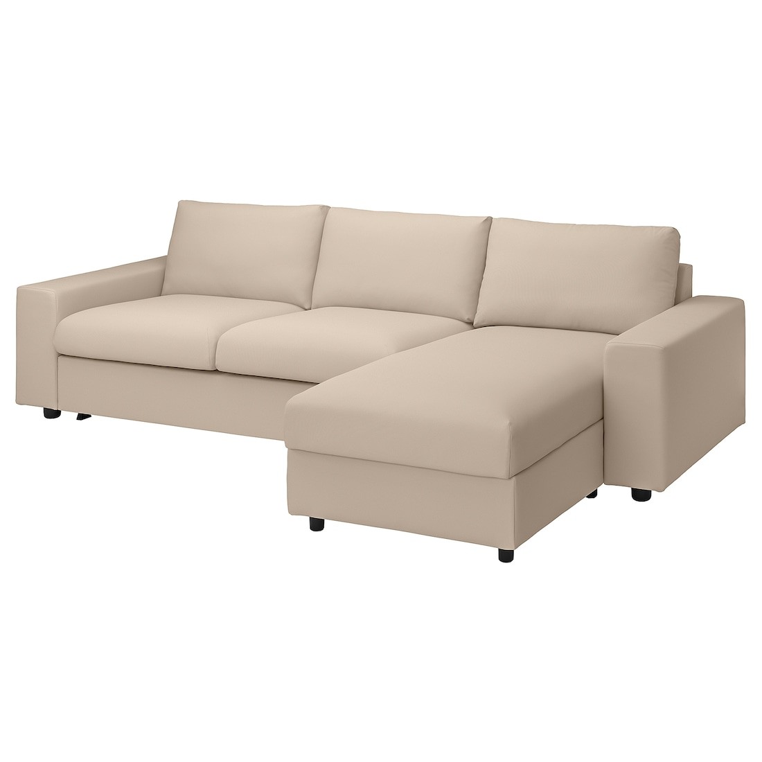 VIMLE ВИМЛЕ Чехол на 3-местный диван-кровать с козеткой, с широкими подлокотниками / Hallarp бежевый