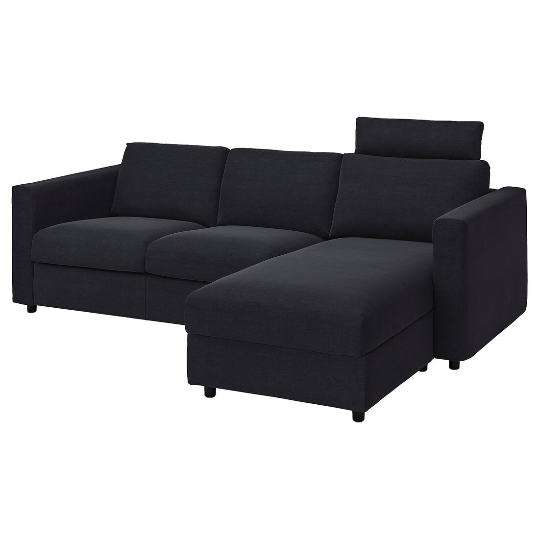 VIMLE ВИМЛЕ 3-местный диван с козеткой, с подголовником Saxemara / черно-синий