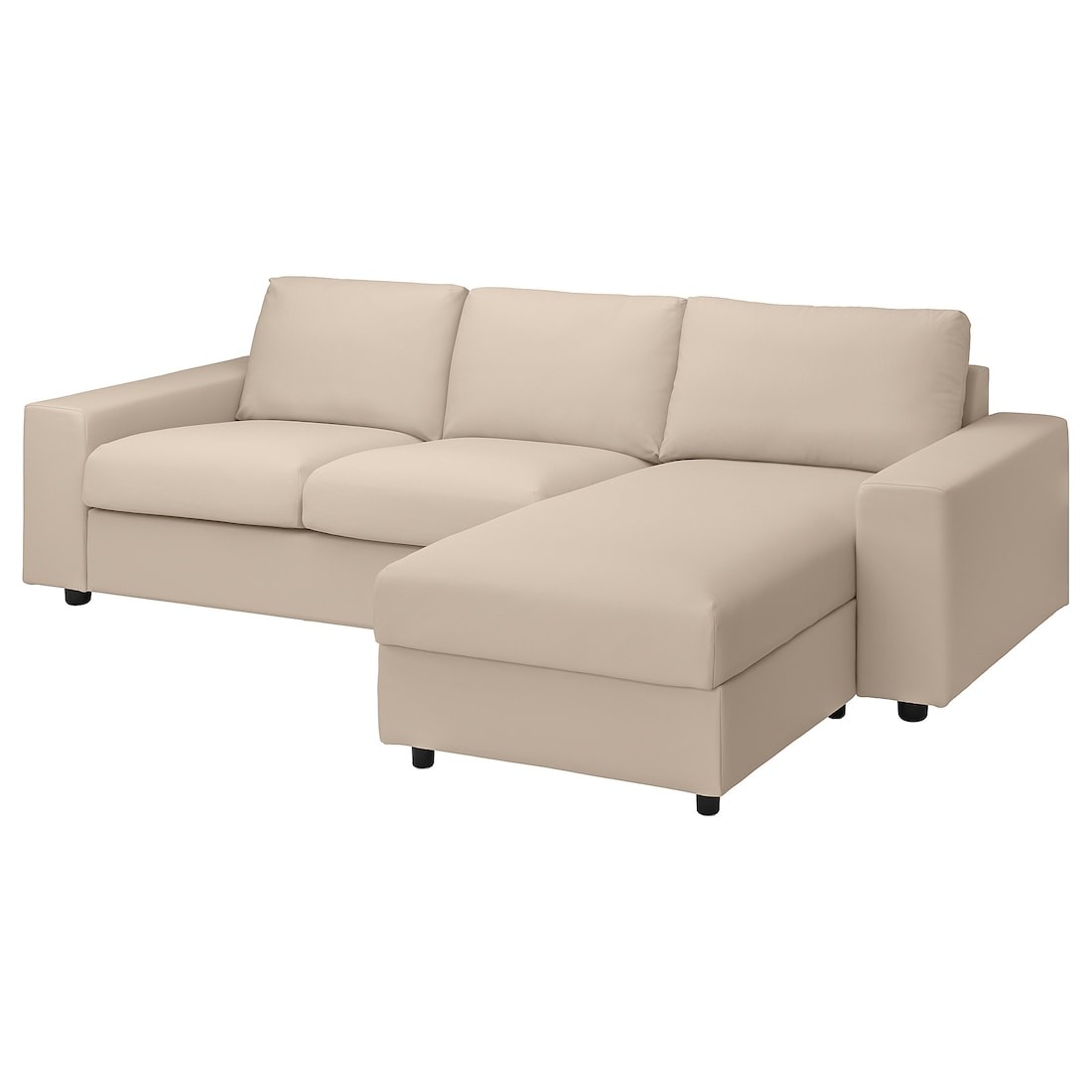 VIMLE ВИМЛЕ Чехол на 3-местный диван с козеткой, с широкими подлокотниками / Hallarp бежевый
