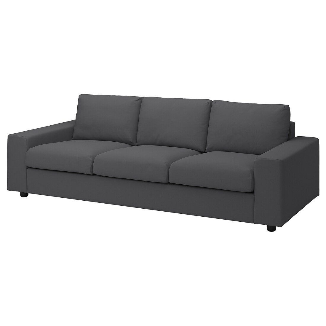VIMLE ВИМЛЕ Чехол на 3-местный диван, с широкими подлокотниками / Hallarp серый