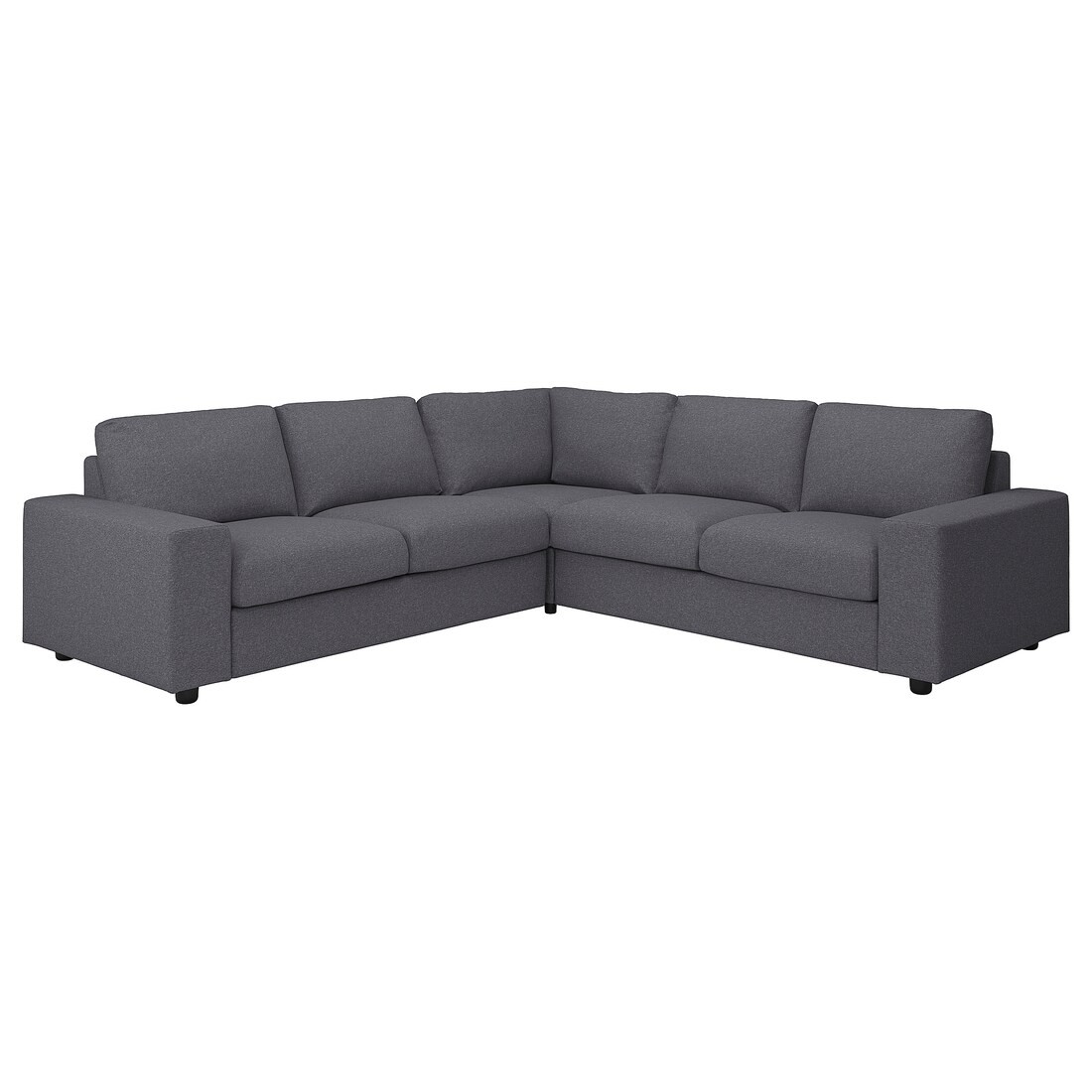 VIMLE ВИМЛЕ 4-местный угловой диван, с широкими подлокотниками / Gunnared средне-серый