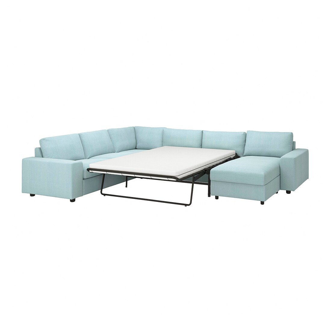 VIMLE Угловой диван раскладной 5-местный с козеткой, с широкими подлокотниками / Saxemara голубой