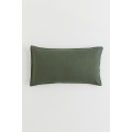 H&M Home Наволочка из стираного льна, Темно-зеленый хаки, 50x90 0184136054 | 0184136054