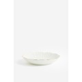 H&M Home Неглубокое фарфоровое блюдо, Белый/Золотой 0758480001 | 0758480001