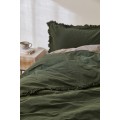 H&M Home Односпальное постельное белье с оборками, Темно-зеленый, 150x200 + 50x60 0878847017 | 0878847017