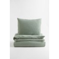 H&M Home Односпальный комплект постельного белья из муслина, зеленый шалфей, Разные размеры 0888321008 | 0888321008