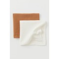 H&M Home Муслиновая пеленка, 2 шт., Темно-бежевый/Натуральный белый, Разные размеры 0946621002 0946621002