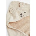 H&M Home Банное полотенце с капюшоном, Светло-бежевый/Плюшевый мишка, 80x80 0946625005 | 0946625005