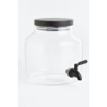 H&M Home Стеклянный диспенсер с краном, Прозрачный/черный 0964813002 | 0964813002