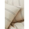 H&M Home Двуспальное постельное белье с узорами, Светло-бежевый/Серые полосы, 200x200 + 50x60 0975687001 | 0975687001