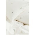 H&M Home Двуспальное постельное белье из хлопка, Белые цветы, 200x200 + 50x60 0977055001 | 0977055001