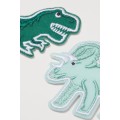 H&M Home Нашивка термоклеевая с мотивом динозавра, 2 шт., Зеленый/Динозавры 1025579001 | 1025579001