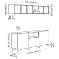 IKEA BESTÅ БЕСТО / EKET ЭКЕТ Комбинация шкафов для ТВ, белый, 210x42x220 см 59437759 594.377.59