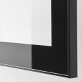 IKEA BESTÅ БЕСТО Комбинация для хранения с дверцами, черно-коричневый Selsviken / Glassvik глянцевый / черное прозрачное стекло, 180x42x112 см 79208182 | 792.081.82