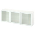 IKEA BESTÅ БЕСТО Комбинация для хранения с дверцами, белый Glassvik / белый / салатовый прозрачное стекло, 180x42x65 см 39488820 394.888.20