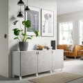 IKEA BESTÅ БЕСТО Комбинация для хранения с дверцами, белый Kallviken / Stubbarp / светло-серый имитация бетона, 180x42x74 см 99421742 994.217.42