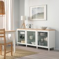 IKEA BESTÅ БЕСТО Комбинация для хранения с дверцами, белый / Ostvik / Kabbarp белое стекло прозрачное, 180x42x76 cм 19387756 193.877.56