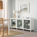 IKEA BESTÅ БЕСТО Комбинация для хранения с дверцами, белый / Ostvik / Kabbarp белое стекло прозрачное, 180x42x74 см 29384903 293.849.03