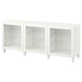 IKEA BESTÅ БЕСТО Комбинация для хранения с дверцами, белый / Sindvik / Stubbarp белое стекло прозрачное, 180x42x74 см 89139923 891.399.23