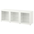 IKEA BESTÅ БЕСТО Комбинация для хранения с дверцами, белый / Sindvik белое стекло прозрачное, 180x42x65 см 79325039 793.250.39
