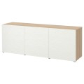 IKEA BESTÅ БЕСТО Комбинация для хранения с дверцами, под беленый дуб / Laxviken белый, 180x42x65 см 29325008 | 293.250.08